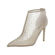 Nine West Womens For Now 2 Faux Leather Rhinestone Booties